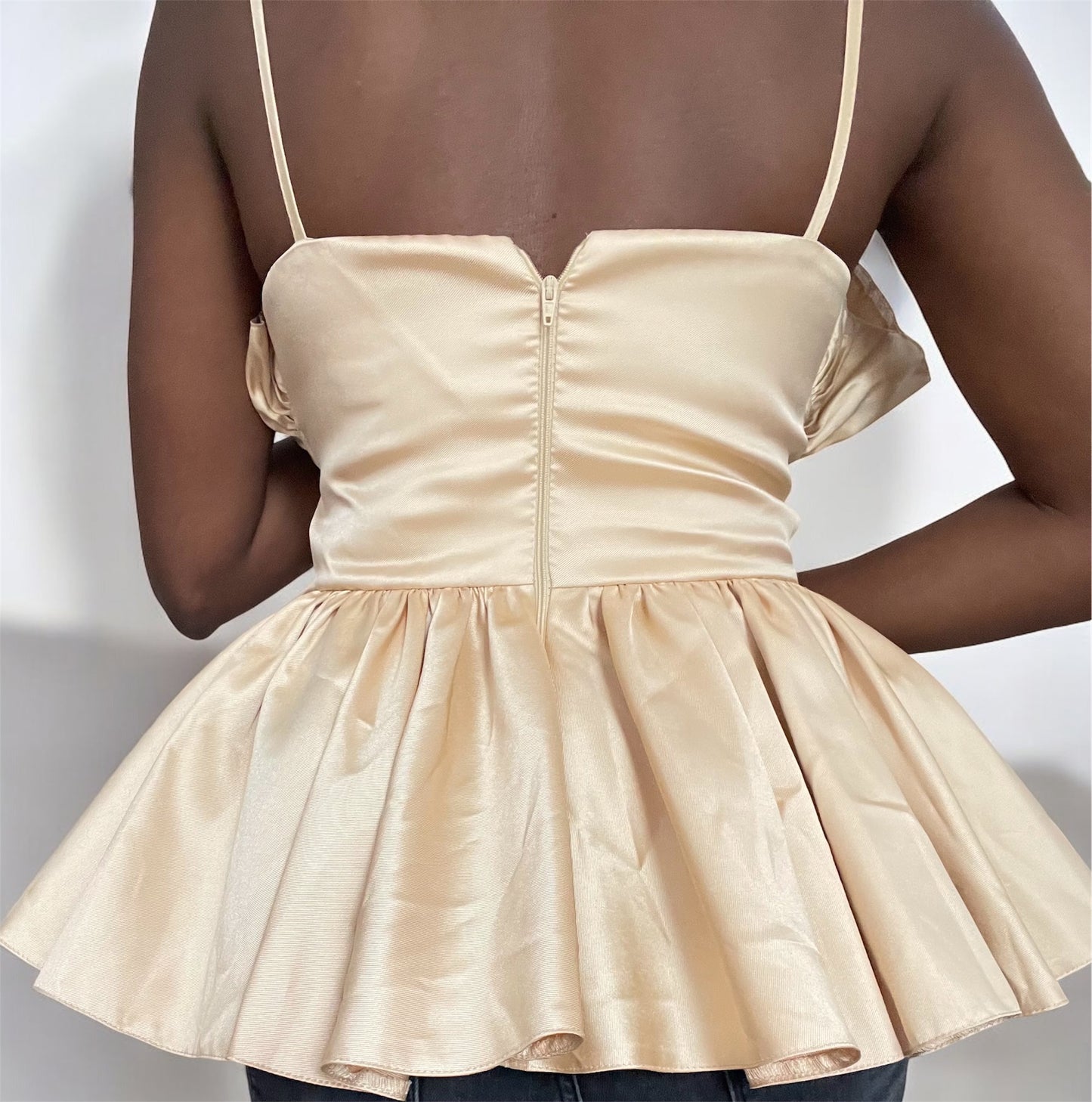 ASOS LUXE fan detail corset cami top in gold - Preowned